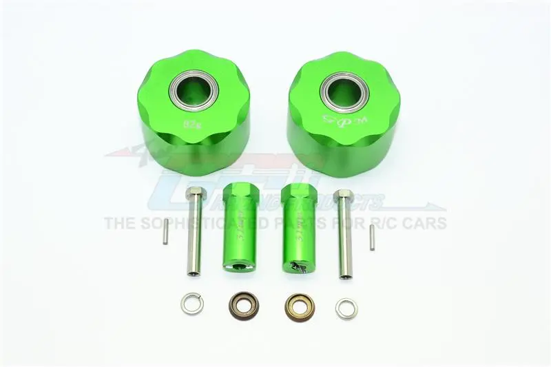 Axial Scx10 & Scx10 Ii Aluminum Pendulum Wheel Knuckle Axle Weight + 31Mm Hex Adapter - 1Pr Set Green 1