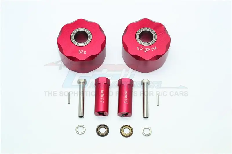 Axial Scx10 & Scx10 Ii Aluminum Pendulum Wheel Knuckle Axle Weight + 31Mm Hex Adapter - 1Pr Set Red 1