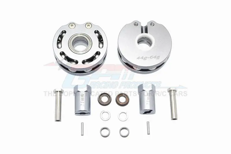 Axial Scx10 & Scx10 Ii Aluminum Rolling Beads Pendulum Wheel Knuckle Axle Weight + 21Mm Hex Adapter - 1Pr Set Gray Silver 1