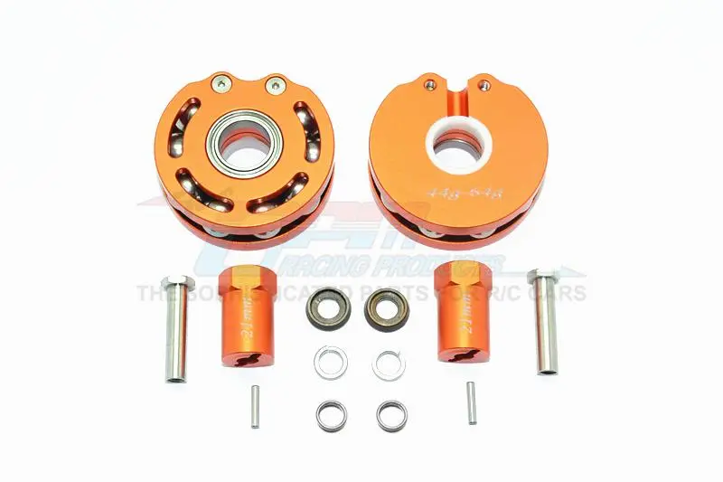 Axial Scx10 & Scx10 Ii Aluminum Rolling Beads Pendulum Wheel Knuckle Axle Weight + 21Mm Hex Adapter - 1Pr Set Orange 1