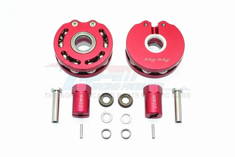 Axial Scx10 & Scx10 Ii Aluminum Rolling Beads Pendulum Wheel Knuckle Axle Weight + 21Mm Hex Adapter - 1Pr Set Red 1