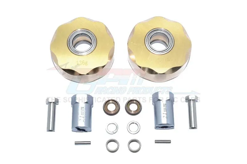 Axial Scx10 & Scx10 Ii Brass Pendulum Wheel Knuckle Axle Weight + 21Mm Hex Adapter - 1Pr Set 1