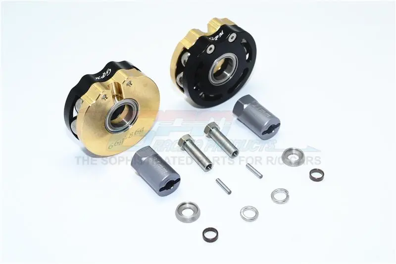 Axial Scx10 & Scx10 Ii Brass Pendulum Wheel Knuckle Axle Weight With Alloy Lid + 21Mm Hex Adapter - 1Pr Set Black 1