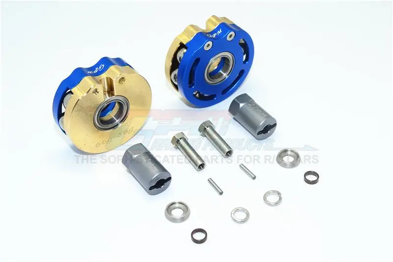 Axial Scx10 & Scx10 Ii Brass Pendulum Wheel Knuckle Axle Weight With Alloy Lid + 21Mm Hex Adapter - 1Pr Set Blue 1