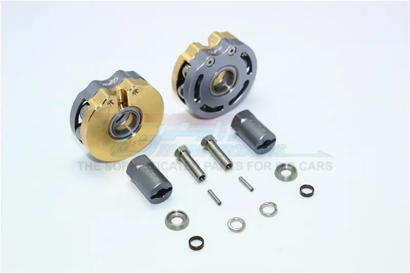 Axial Scx10 & Scx10 Ii Brass Pendulum Wheel Knuckle Axle Weight With Alloy Lid + 21Mm Hex Adapter - 1Pr Set Gray Silver 1