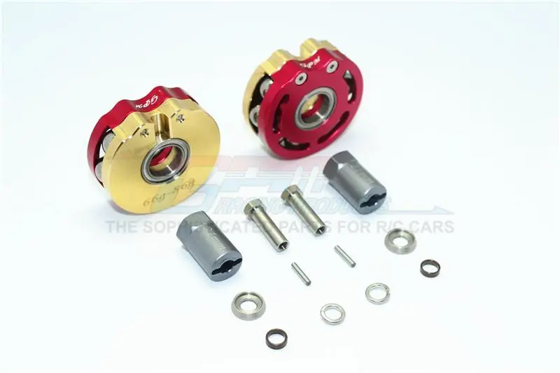 Axial Scx10 & Scx10 Ii Brass Pendulum Wheel Knuckle Axle Weight With Alloy Lid + 21Mm Hex Adapter - 1Pr Set Red 1