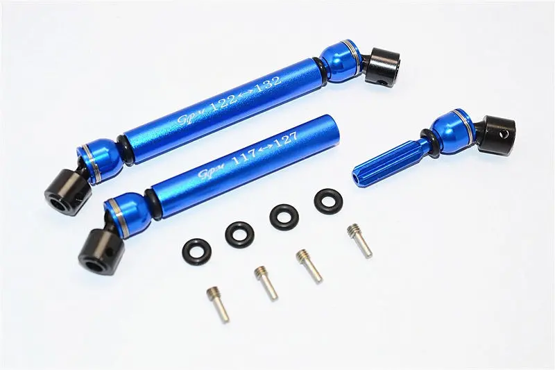 Axial Scx10 Steel+Aluminum Front & Rear Main Drive Shaft (F:117Mm-127Mm, R:122Mm-132Mm) - 2Pcs Set Blue 1