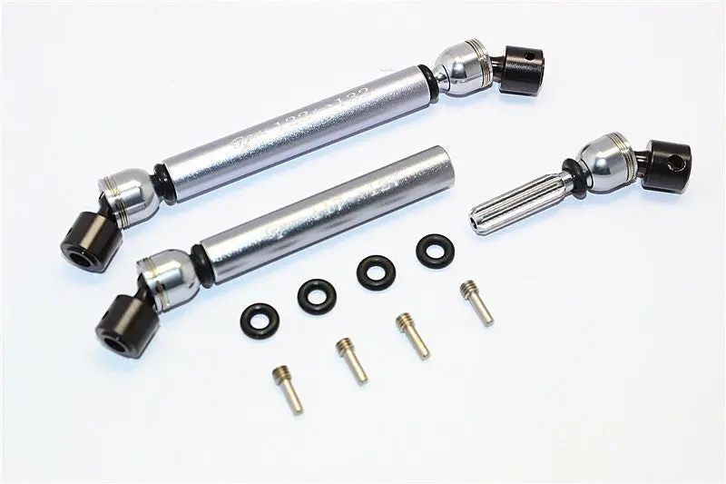 Axial Scx10 Steel+Aluminum Front & Rear Main Drive Shaft (F:117Mm-127Mm, R:122Mm-132Mm) - 2Pcs Set Gray Silver 1
