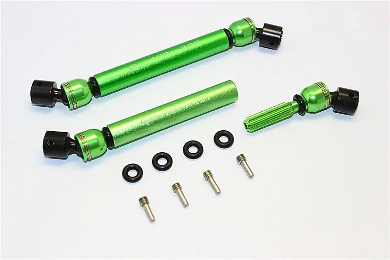 Axial Scx10 Steel+Aluminum Front & Rear Main Drive Shaft (F:117Mm-127Mm, R:122Mm-132Mm) - 2Pcs Set Green 1