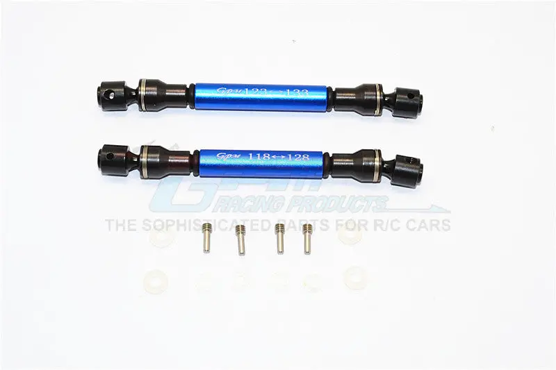 Axial Scx10 Steel+Aluminum Front & Rear Main Drive Shaft (F:123Mm-133Mm, R:118Mm-128Mm) - 2Pcs Set Blue 1