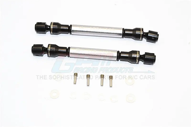 Axial Scx10 Steel+Aluminum Front & Rear Main Drive Shaft (F:123Mm-133Mm, R:118Mm-128Mm) - 2Pcs Set Gray Silver 1