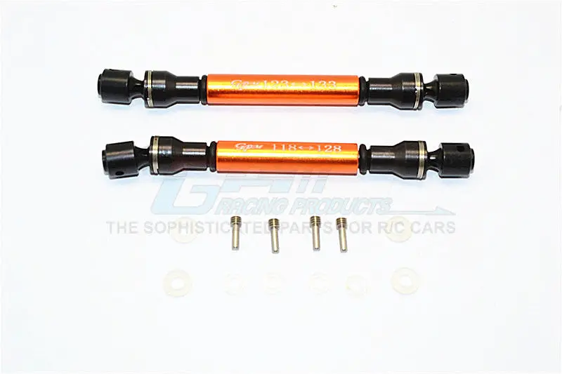 Axial Scx10 Steel+Aluminum Front & Rear Main Drive Shaft (F:123Mm-133Mm, R:118Mm-128Mm) - 2Pcs Set Orange 1