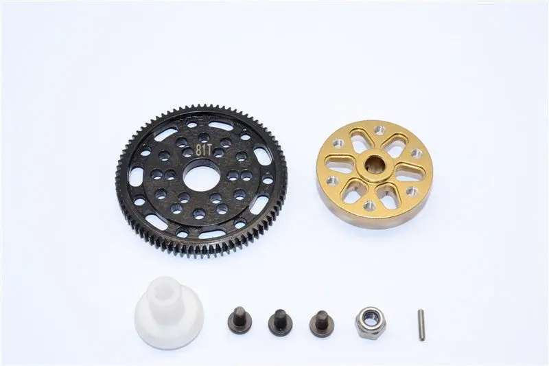 Axial Scx10 & Wraith Steel #45 Spur Gear 48 Pitch 81T + Aluminum Spur Gear Adapter - 1 Set Titanium 1