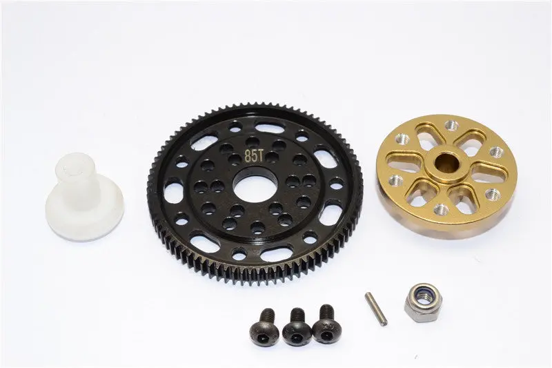Axial Scx10 & Wraith Steel #45 Spur Gear 48 Pitch 85T + Aluminum Spur Gear Adapter - 1 Set Titanium 1
