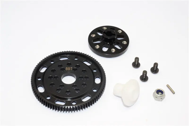 Axial Scx10 & Wraith Steel #45 Spur Gear 48 Pitch 89T + Aluminum Spur Gear Adapter - 1 Set Black 1