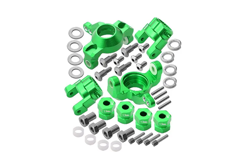 Axial Smt10 Grave Digger (Ax90055) Aluminum Front C-Hub & Knuckle Arm (5 Degree Caster) - 4Pcs Set Green 1