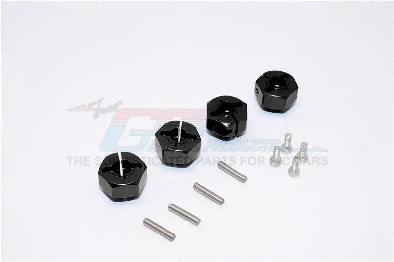 Axial Smt10 Grave Digger (Ax90055) Aluminum Hex Adaptors (12Mm) - 4Pcs Set Black 1