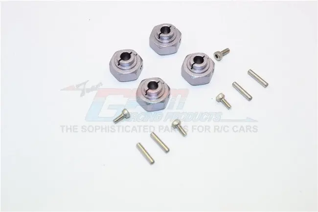 Axial Smt10 Grave Digger (Ax90055)  Aluminum Hex Adaptors (12Mm) - 4Pcs Set Gray Silver 1
