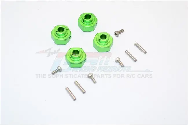 Axial Smt10 Grave Digger (Ax90055)  Aluminum Hex Adaptors (12Mm) - 4Pcs Set Green 1