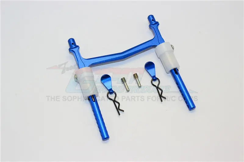 Axial Smt10 Grave Digger (Ax90055) Aluminum Rear Body Post With Clip & Mount - 1Pc Set Blue 1