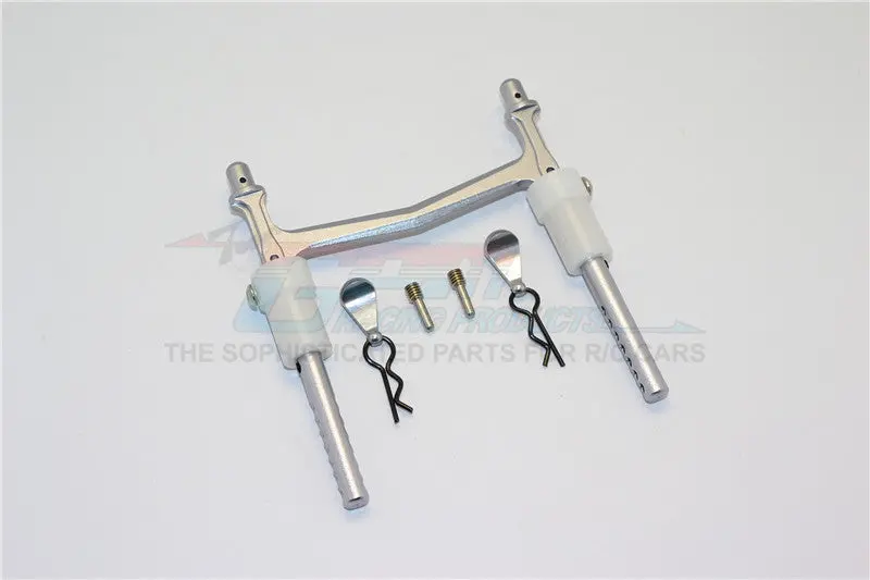 Axial Smt10 Grave Digger (Ax90055) Aluminum Rear Body Post With Clip & Mount - 1Pc Set Gray Silver 1