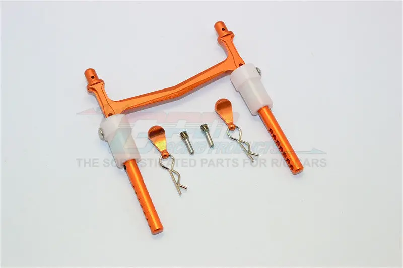 Axial Smt10 Grave Digger (Ax90055) Aluminum Rear Body Post With Clip & Mount - 1Pc Set Orange 1