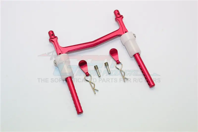 Axial Smt10 Grave Digger (Ax90055) Aluminum Rear Body Post With Clip & Mount - 1Pc Set Red 1