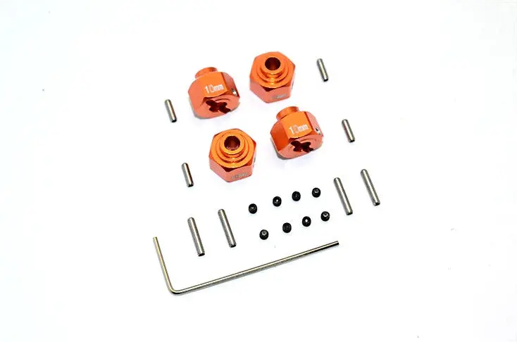Axial Smt10 Grave Digger (Ax90055) Aluminum Wheel Hex (+2Mm) - 4Pcs Set Orange 1