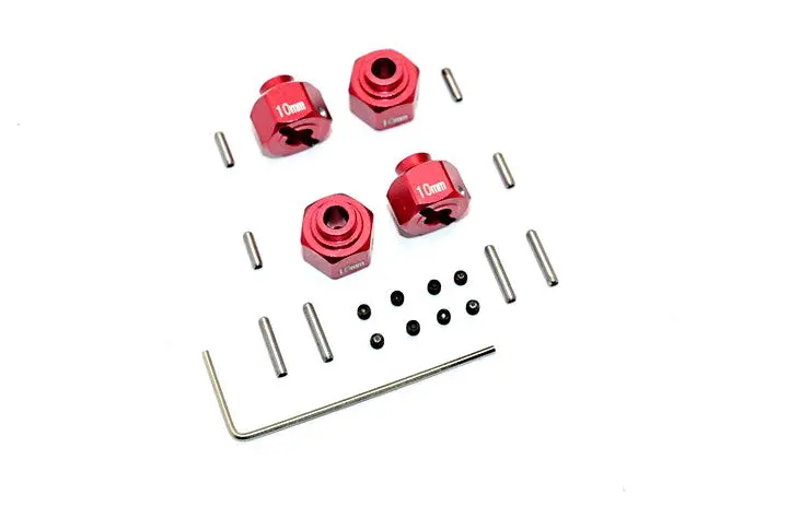 Axial Smt10 Grave Digger (Ax90055) Aluminum Wheel Hex (+2Mm) - 4Pcs Set Red 1