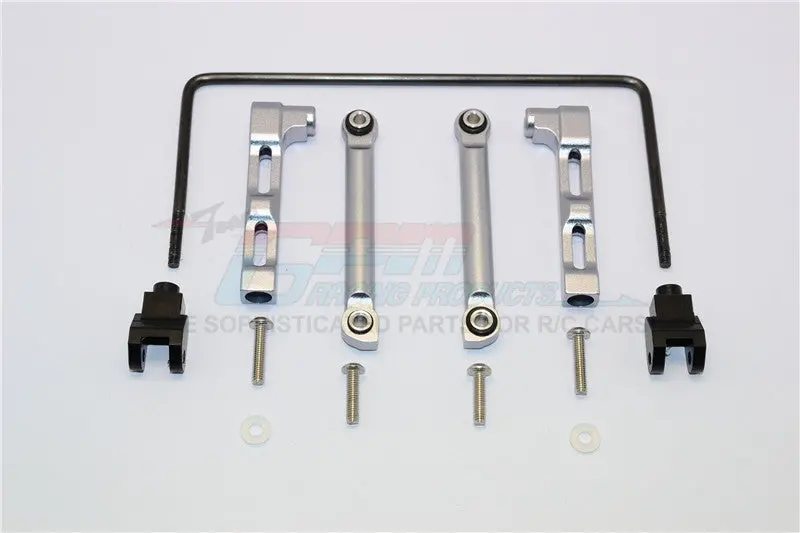 Axial Smt10 Grave Digger (Ax90055) Aluminum+Hard Steel Rear Anti-Roll Bar - 13Pcs Set Gray Silver 1