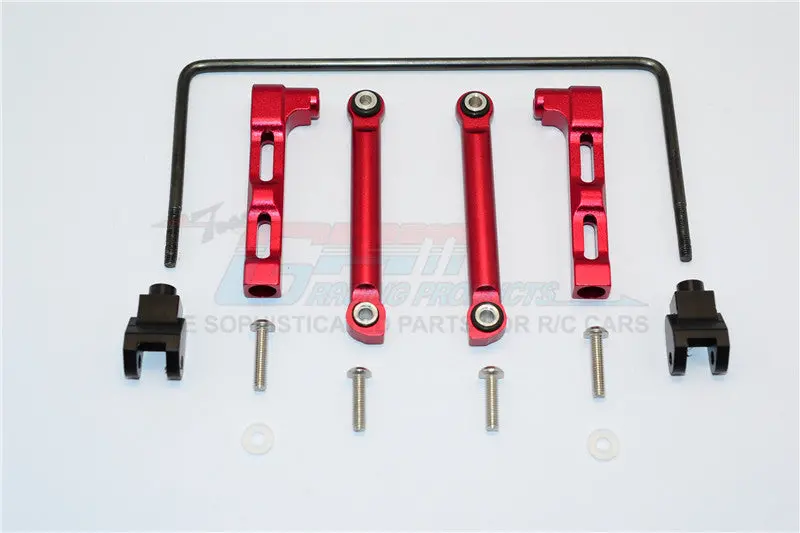 Axial Smt10 Grave Digger (Ax90055) Aluminum+Hard Steel Rear Anti-Roll Bar - 13Pcs Set Red 1