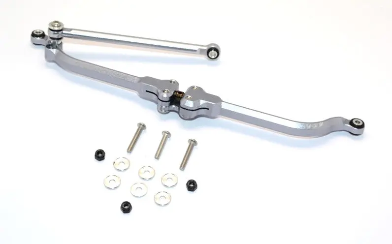 Axial Smt10 Grave Digger (Ax90055) & Max-D (Ax90057) Aluminum Adjustable Steering Link - 2Pcs Set Gray Silver 1
