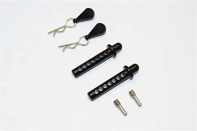 Axial Smt10 Grave Digger (Ax90055) & Max-D (Ax90057) Aluminum Front Body Post With Clip & Mount - 1Pr Set Black 1