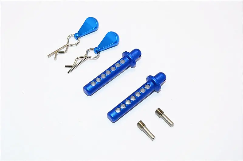 Axial Smt10 Grave Digger (Ax90055) & Max-D (Ax90057) Aluminum Front Body Post With Clip & Mount - 1Pr Set Blue 1
