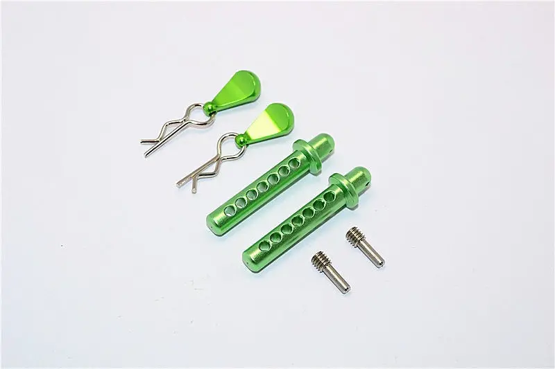 Axial Smt10 Grave Digger (Ax90055) & Max-D (Ax90057) Aluminum Front Body Post With Clip & Mount - 1Pr Set Green 1