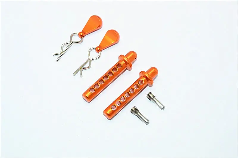 Axial Smt10 Grave Digger (Ax90055) & Max-D (Ax90057) Aluminum Front Body Post With Clip & Mount - 1Pr Set Orange 1