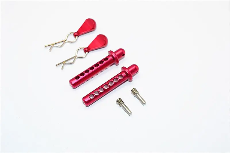 Axial Smt10 Grave Digger (Ax90055) & Max-D (Ax90057) Aluminum Front Body Post With Clip & Mount - 1Pr Set Red 1