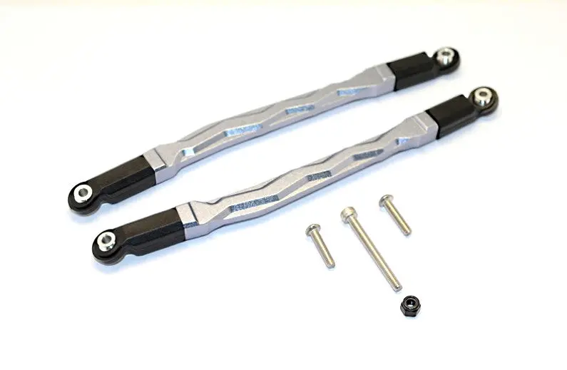 Axial Smt10 Grave Digger (Ax90055) & Max-D (Ax90057) Aluminum Front/Rear Upper Chassis Link Parts - 1Pr Set Gray Silver 1