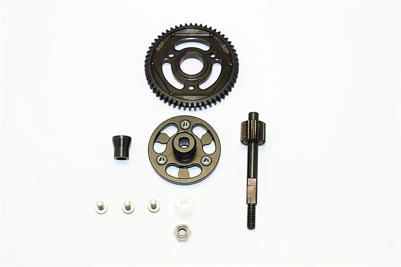 Axial Smt10 Grave Digger (Ax90055) & Max-D (Ax90057) Aluminum Spur Gear Adapter+Steel Gear 55T - 1 Set Black 1