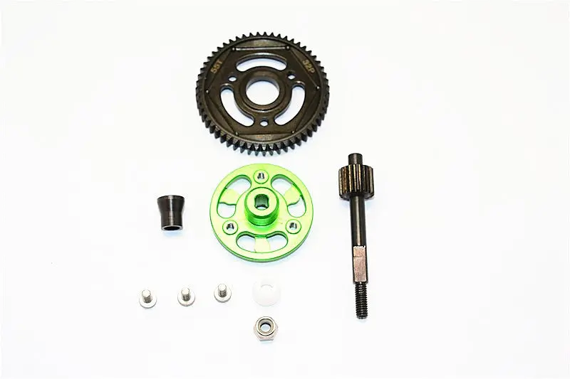 Axial Smt10 Grave Digger (Ax90055) & Max-D (Ax90057) Aluminum Spur Gear Adapter+Steel Gear 55T - 1 Set Green 1
