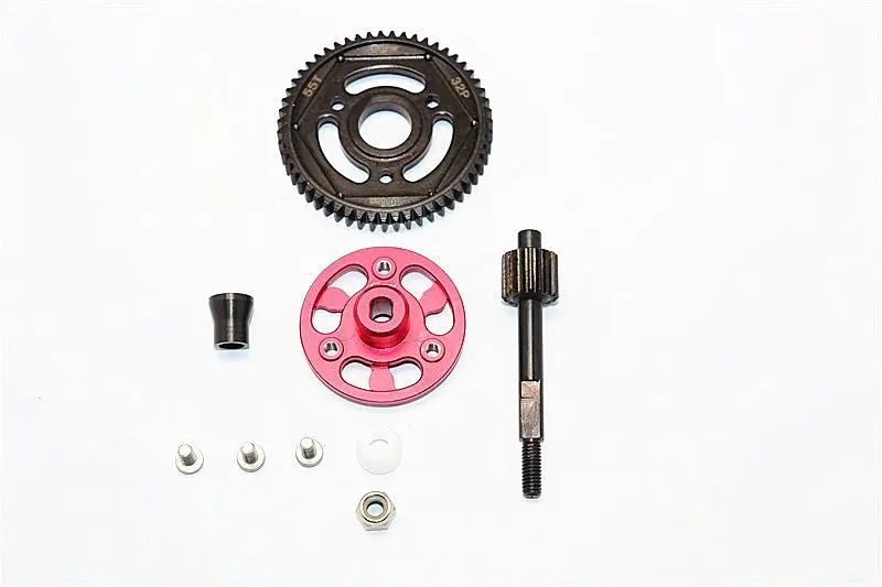 Axial Smt10 Grave Digger (Ax90055) & Max-D (Ax90057) Aluminum Spur Gear Adapter+Steel Gear 55T - 1 Set Red 1