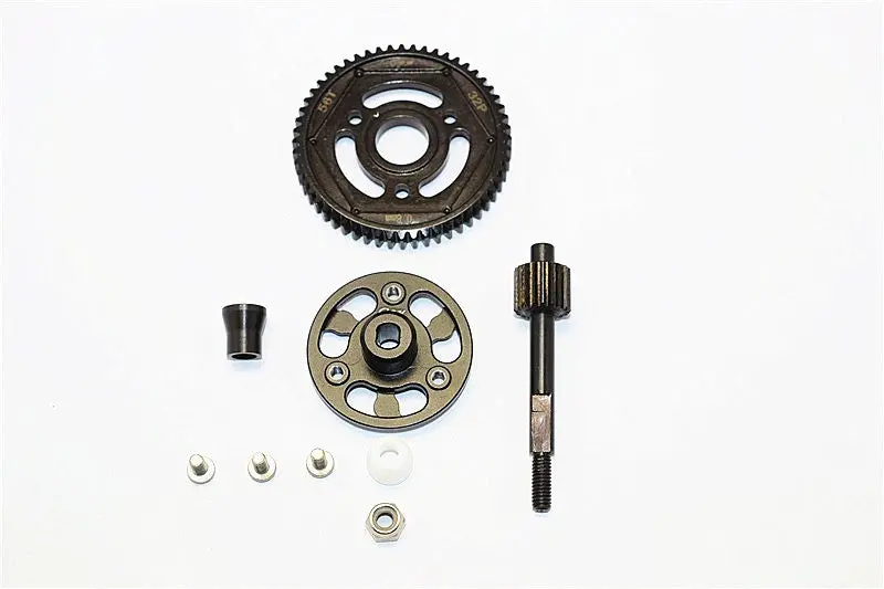 Axial Smt10 Grave Digger (Ax90055) & Max-D (Ax90057) Aluminum Spur Gear Adapter+Steel Gear 56T - 1 Set Black 1