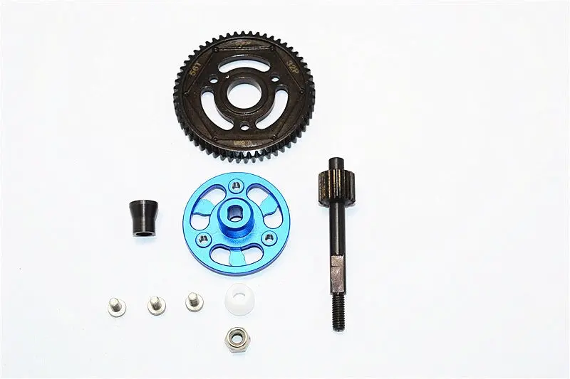 Axial Smt10 Grave Digger (Ax90055) & Max-D (Ax90057) Aluminum Spur Gear Adapter+Steel Gear 56T - 1 Set Blue 1