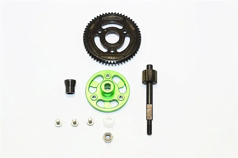 Axial Smt10 Grave Digger (Ax90055) & Max-D (Ax90057) Aluminum Spur Gear Adapter+Steel Gear 56T - 1 Set Green 1