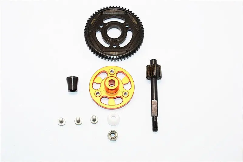 Axial Smt10 Grave Digger (Ax90055) & Max-D (Ax90057) Aluminum Spur Gear Adapter+Steel Gear 56T - 1 Set Orange 1