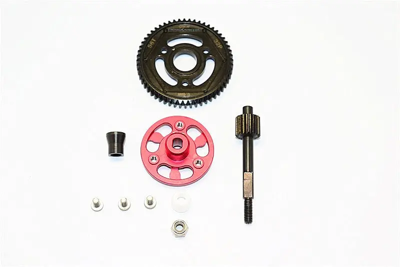 Axial Smt10 Grave Digger (Ax90055) & Max-D (Ax90057) Aluminum Spur Gear Adapter+Steel Gear 56T - 1 Set Red 1