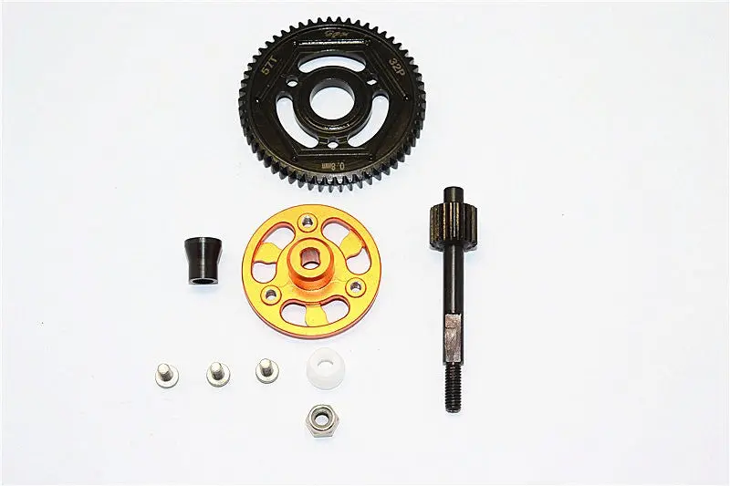 Axial Smt10 Grave Digger (Ax90055) & Max-D (Ax90057) Aluminum Spur Gear Adapter+Steel Gear 57T - 1 Set Orange 1