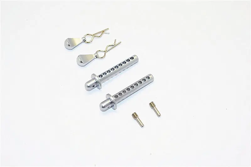 Axial Smt10 Max-D (Ax90057) Aluminum Front/Rear Body Post With Clip & Mount - 1 Set Gray Silver 1