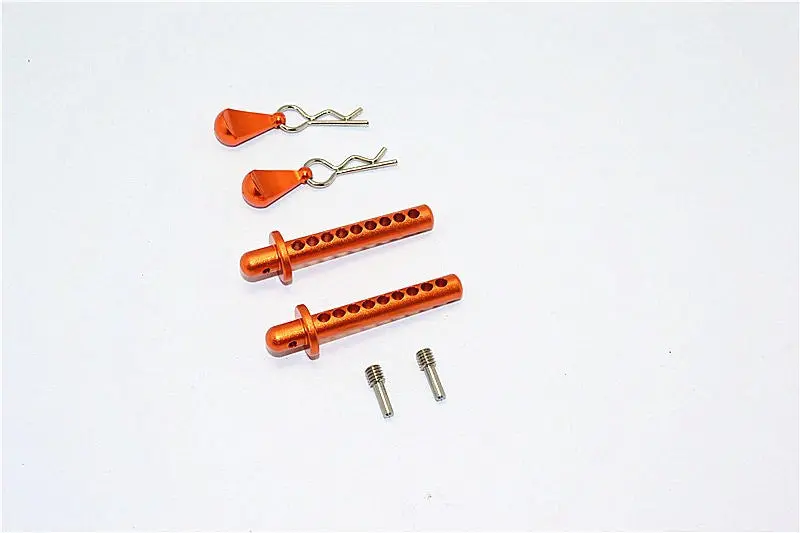 Axial Smt10 Max-D (Ax90057) Aluminum Front/Rear Body Post With Clip & Mount - 1 Set Orange 1