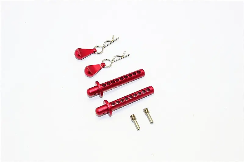 Axial Smt10 Max-D (Ax90057) Aluminum Front/Rear Body Post With Clip & Mount - 1 Set Red 1